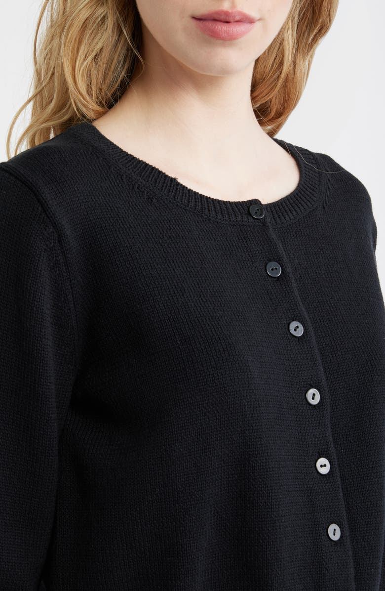Reformation Clara Cotton Crewneck Cardigan, Alternate, color, Black