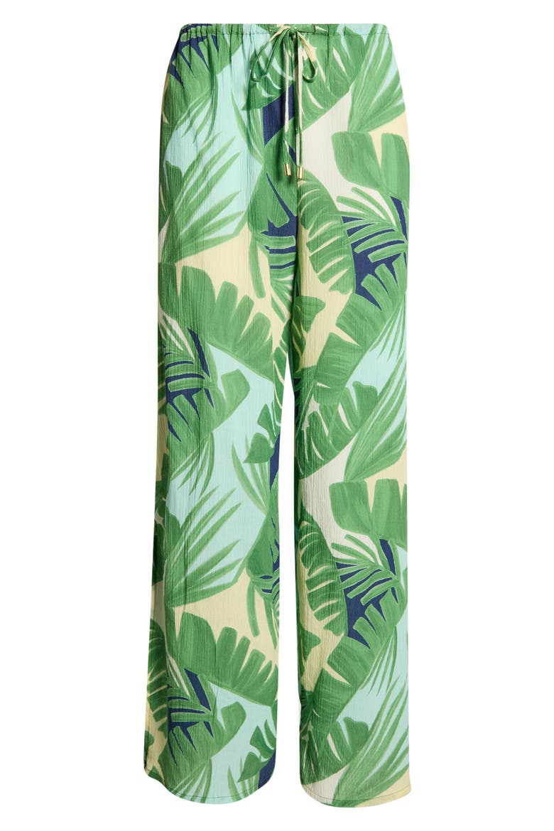 Crinkled Side Slit Cover-Up Pants, Alternate, color, GREEN MULTI