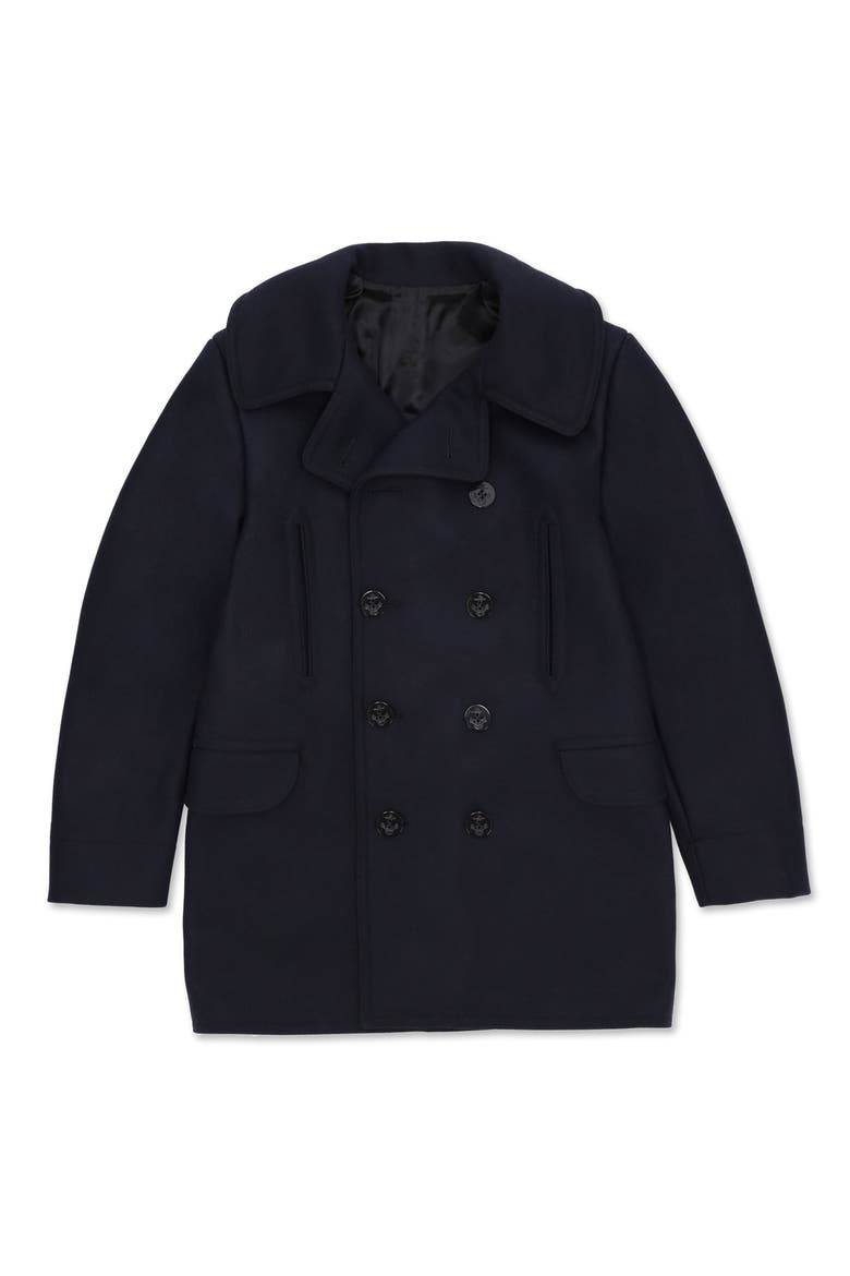 Double Breasted Peacoat, Main, color, Blue