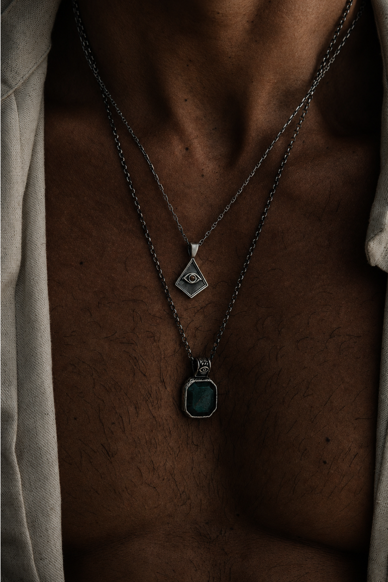 Evil Eye and Brown Tiger Eye Silver Necklace, Alternate, color, Brown Tiger Eye