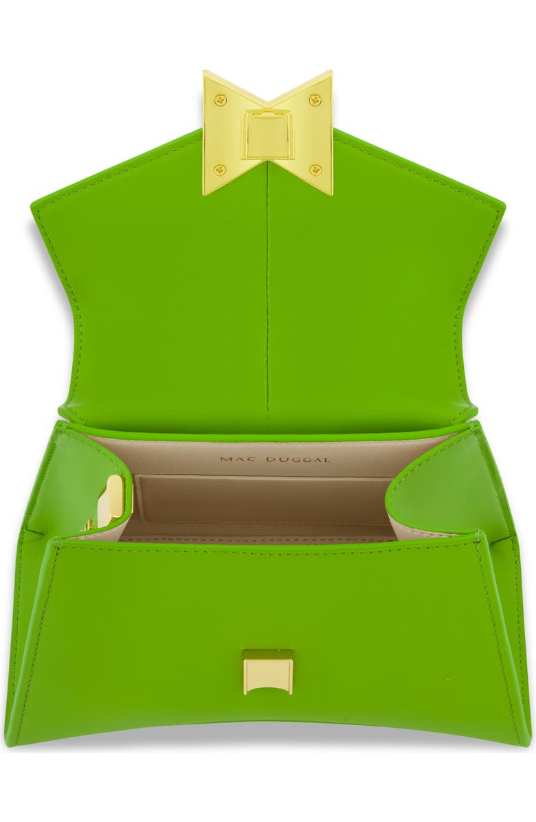 Mac Duggal Gold Hardware Detail Angular Mini Leather Handbag, Alternate, color, Pear
