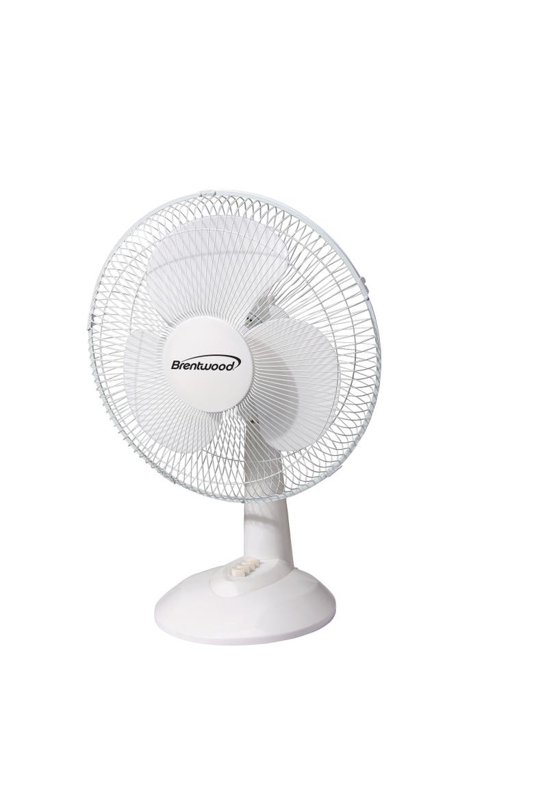 12" Oscillating Desk Fan- White, Main, color, White