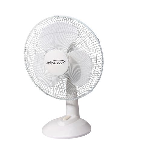 12" Oscillating Desk Fan- White