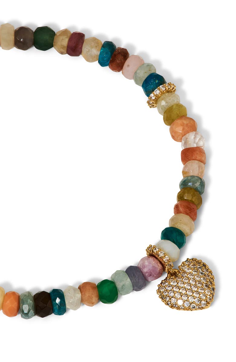 Nadri Beads of Paradise Cubic Zirconia Heart Slider Bracelet, Alternate, color, Gold