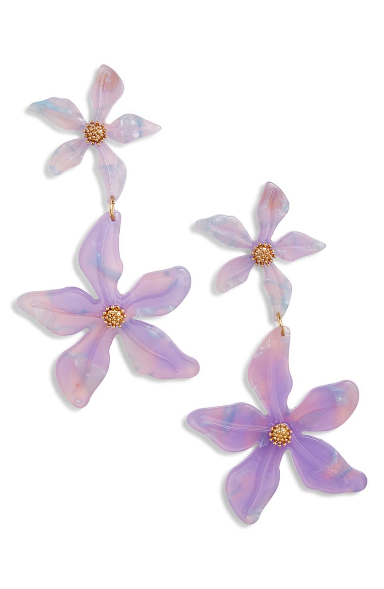 VIDAKUSH Orchid Drop Earrings, Main, color, Gold/ Purple