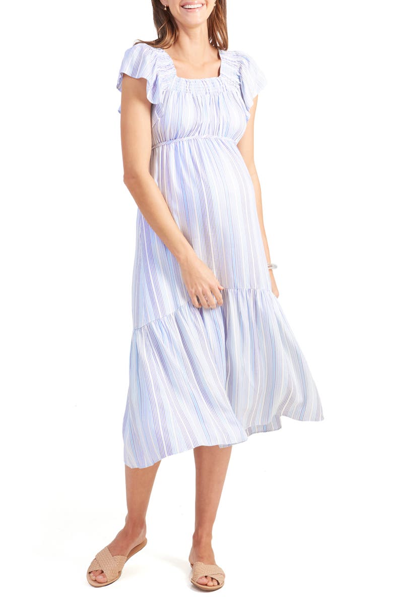 Ingrid & Isabel<sup>®</sup> Flutter Sleeve Maternity Midi Dress, Main, color, 