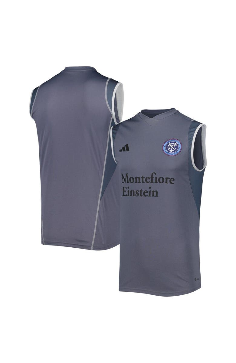adidas Men's adidas Gray New York City FC 2023 On-Field Sleeveless Training Jersey, Alternate, color, 