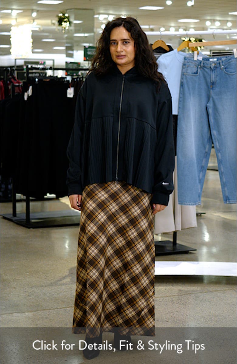 Sportswear Mixed Media Pleated Bomber Jacket, sales video thumbnail