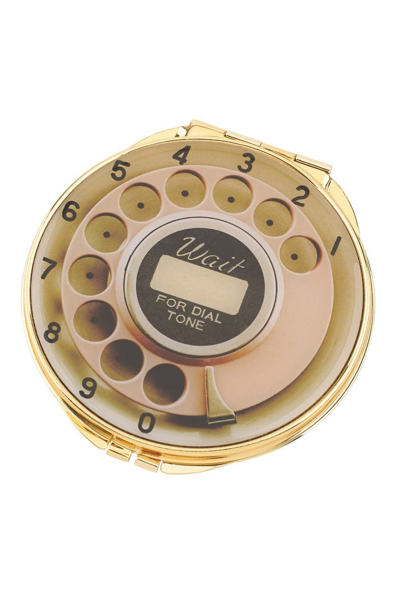 telephone dial compact mirror, Main, color, GOLD