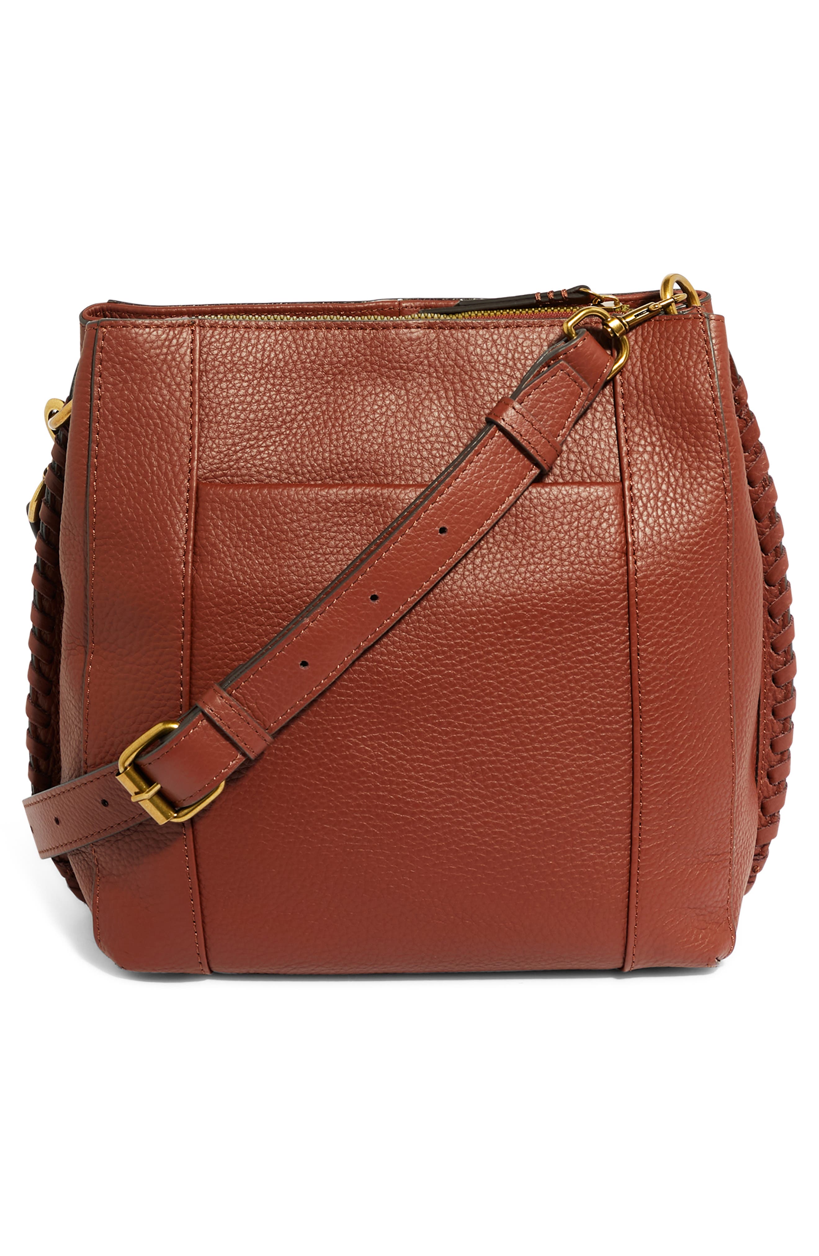 Luca Triple Pocket Leather Crossbody Bag, Alternate, color, BRANDY SMOOTH