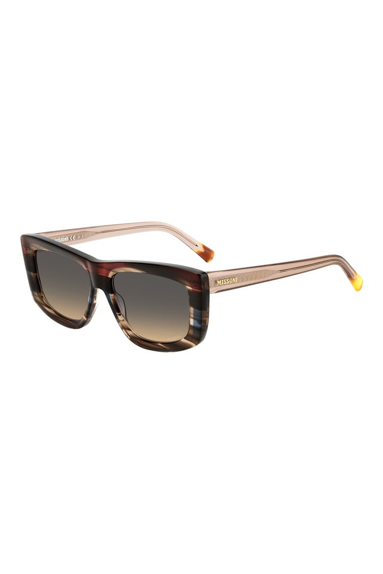 60mm Gradient Rectangular Sunglasses, Alternate, color, BROWN RED/ BROWN OCHRE