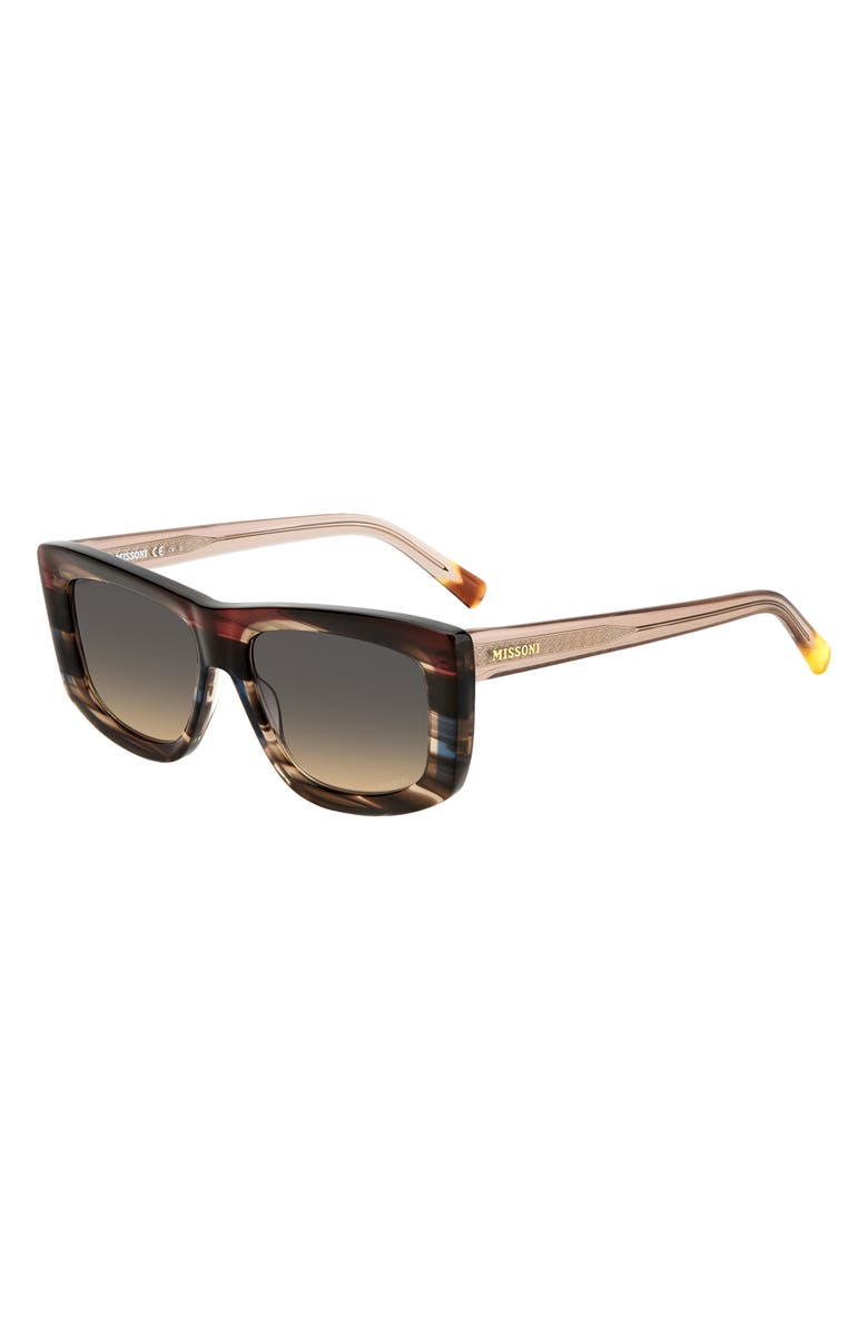 Missoni 60mm Gradient Rectangular Sunglasses, Alternate, color, Brown Red/ Brown Ochre