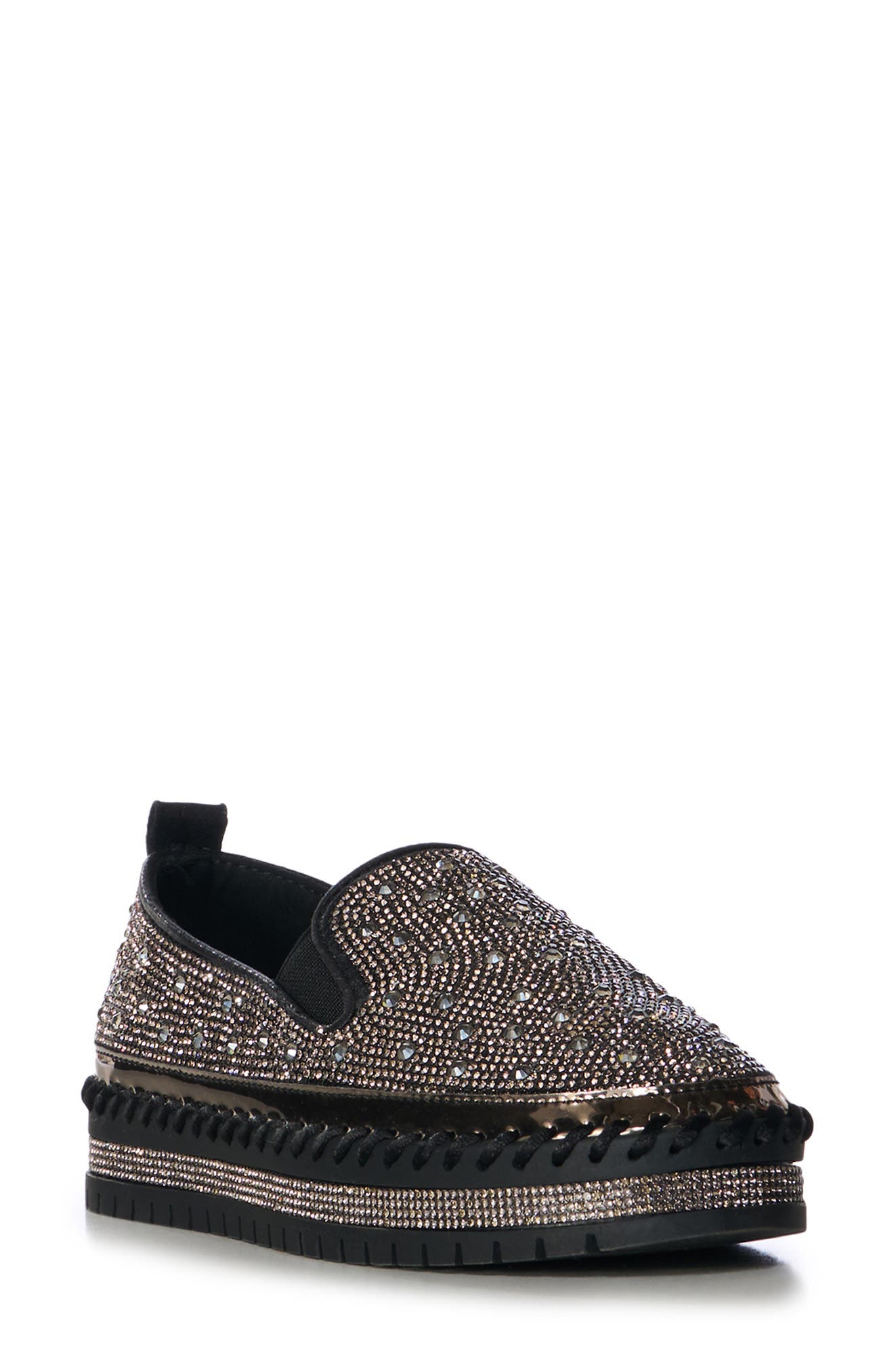 AZALEA WANG Rhinestone Sneaker, Main, color, Black