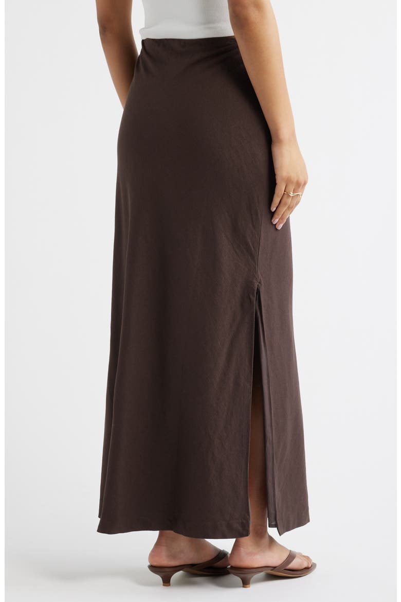 Linen Blend Column Maxi Skirt, Alternate, color, BROWN SEAL