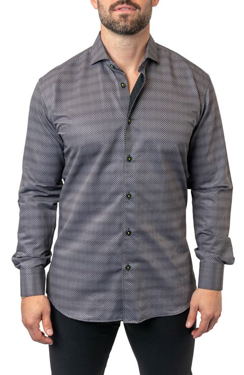 Einstein Stretchchain 52 Black Contemporary Fit Button-Up Shirt