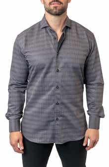 Maceoo Einstein Stretchchain 52 Black Contemporary Fit Button-Up Shirt