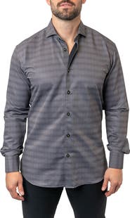Maceoo Einstein Stretchchain 52 Black Contemporary Fit Button-Up Shirt