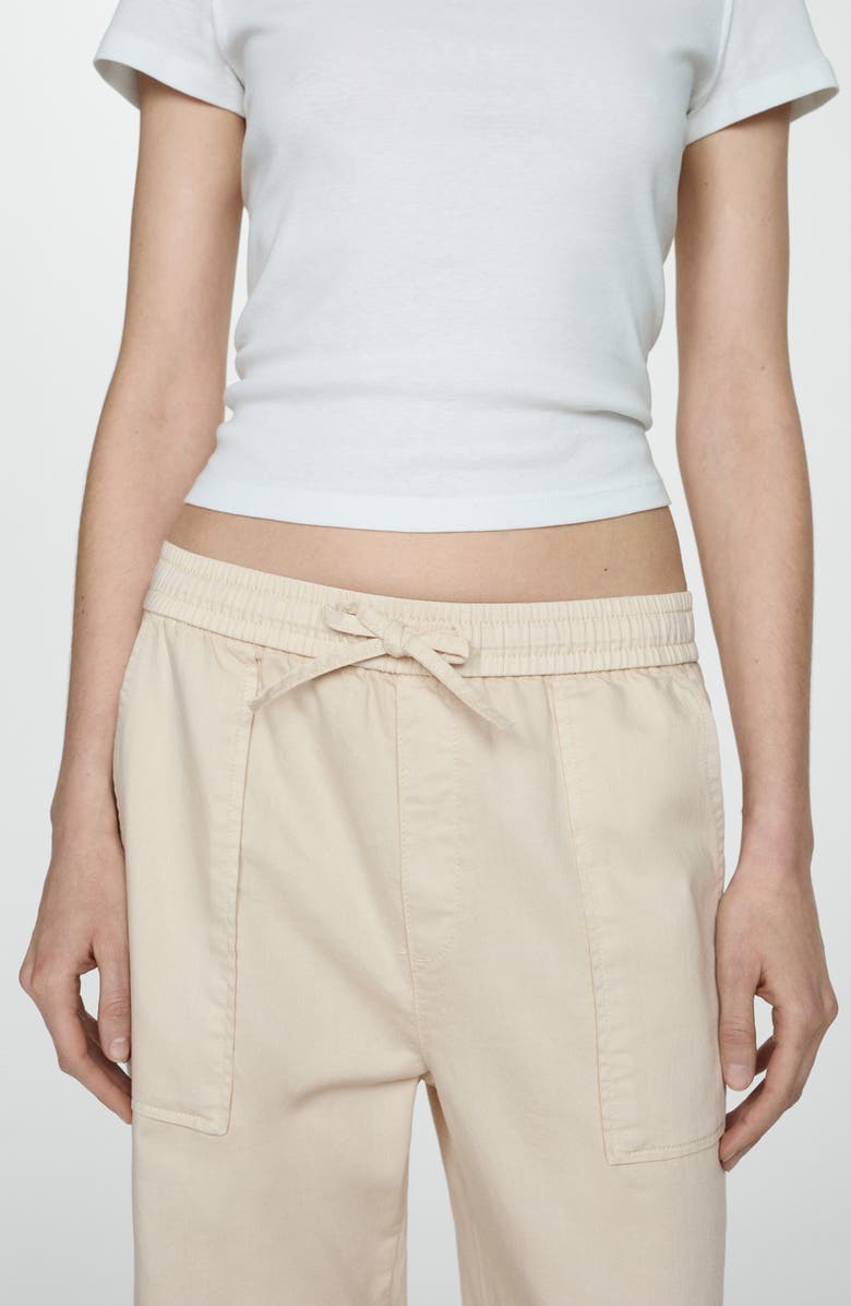 MANGO Pull-On Wide Leg Twill Pants, Alternate, color, 