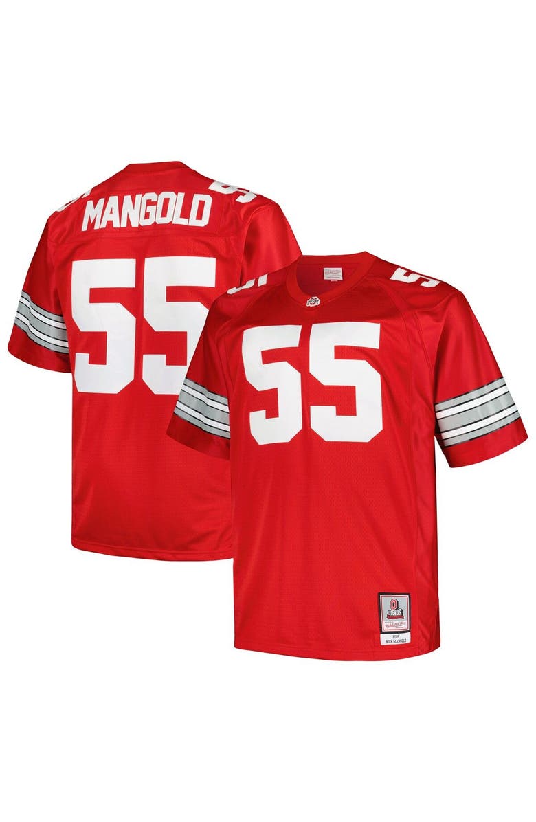 Mitchell & Ness Men's Mitchell & Ness Nick Mangold Scarlet Ohio State Buckeyes Big & Tall Legacy Jersey, Main, color, 