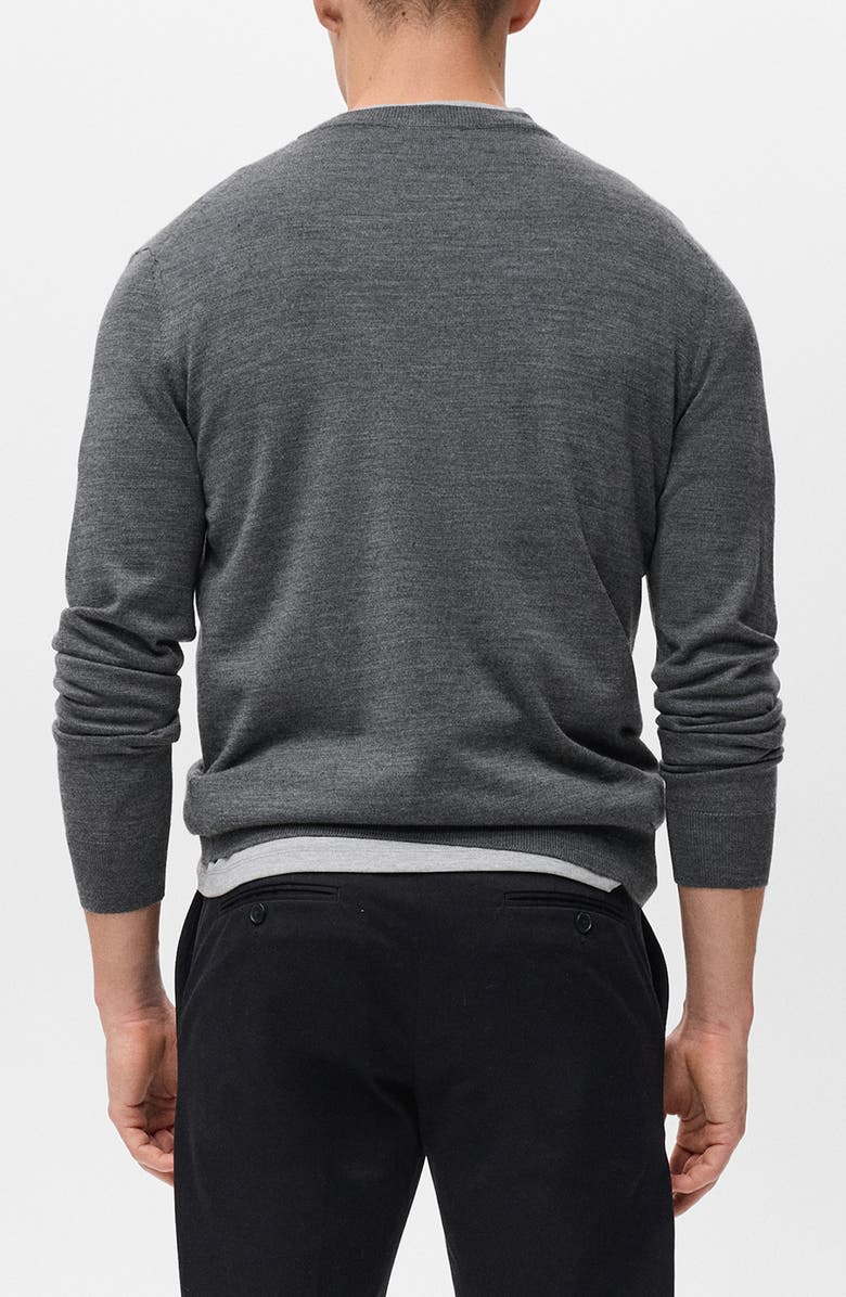 MANGO Crewneck Wool Sweater, Alternate, color, Medium Heather Grey