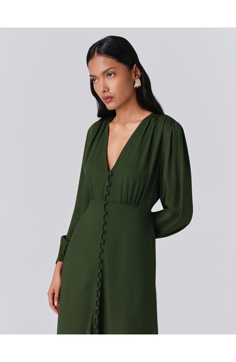 Ghost London Francesca Crepe Button Up Midi Dress, Alternate, color, Green