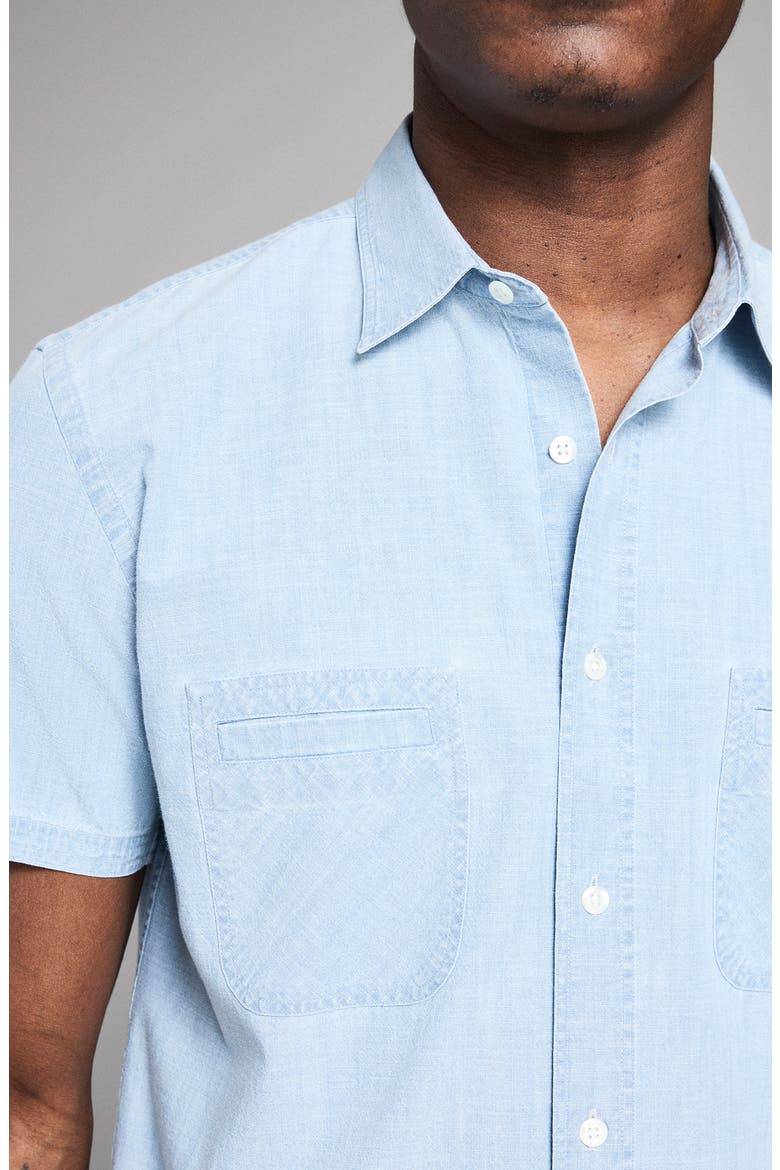 Donelson Short Sleeve Organic Cotton Chambray Sport Shirt, Alternate, color, BLUE