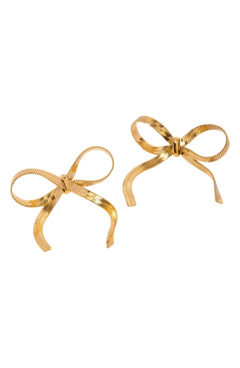 Ribbon Bow Stud Earrings