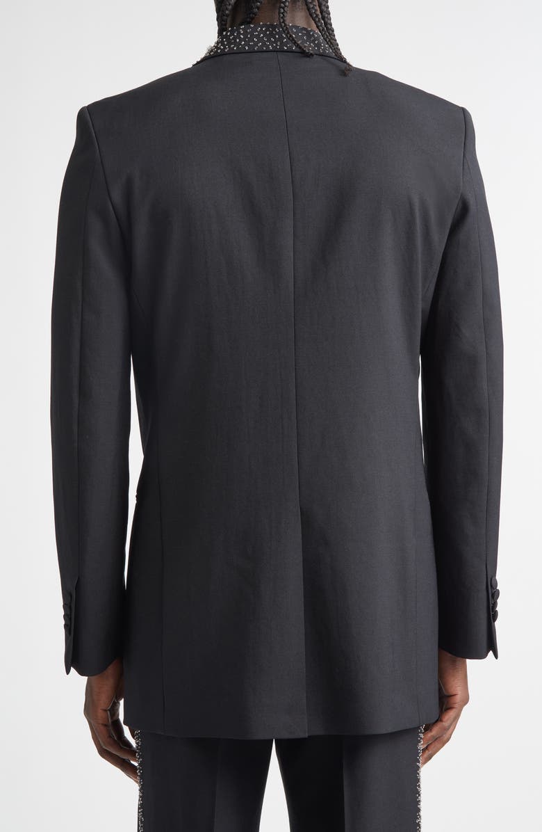 AMIRI Crystal Embellished Lapel Single Breasted Blazer, Alternate, color, Black