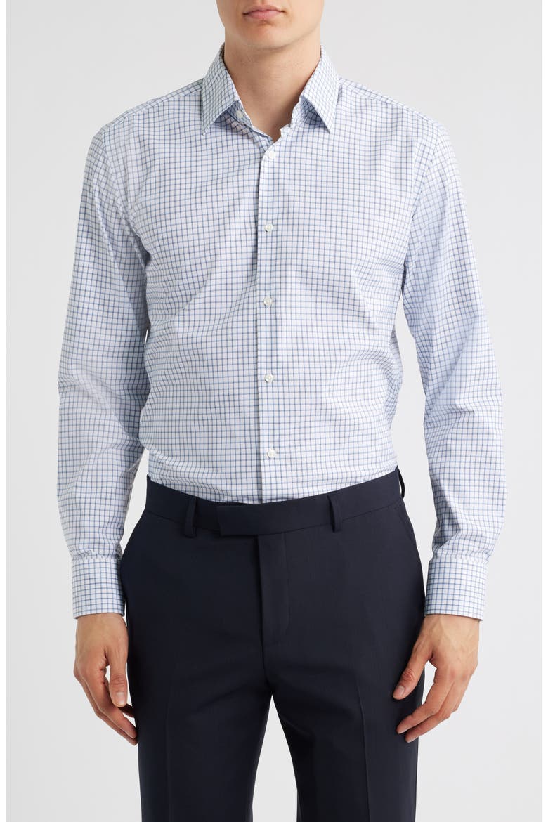 Hank Kent Slim Fit Check Performance Twill Dress Shirt, Main, color, OPEN BLUE
