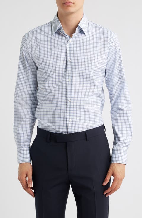 Hank Kent Slim Fit Check Performance Twill Dress Shirt (Regular & Big)