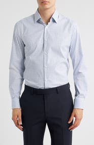 BOSS Hank Kent Slim Fit Check Performance Twill Dress Shirt