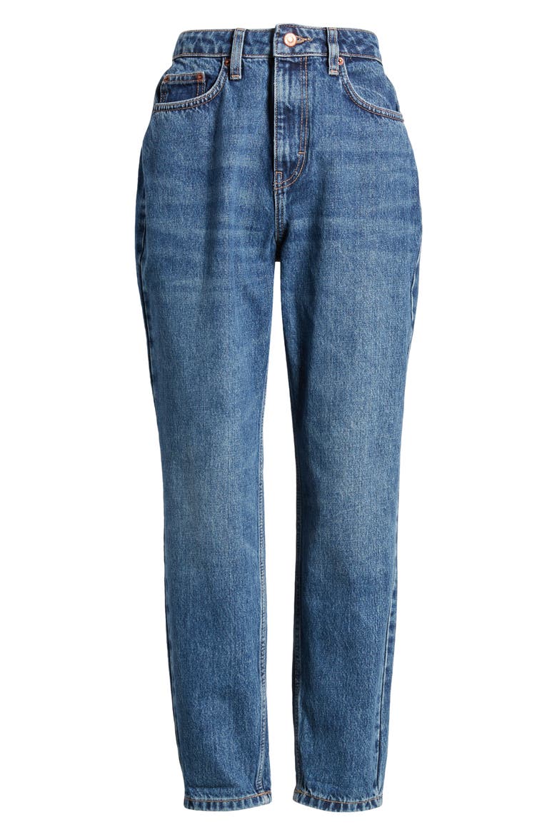 High Waist Tapered Mom Jeans, Alternate, color, MEDIUM BLUE