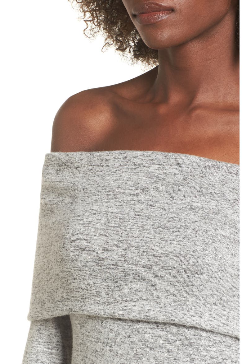 Off the Shoulder Sweater Dress, Alternate, color, H GREY