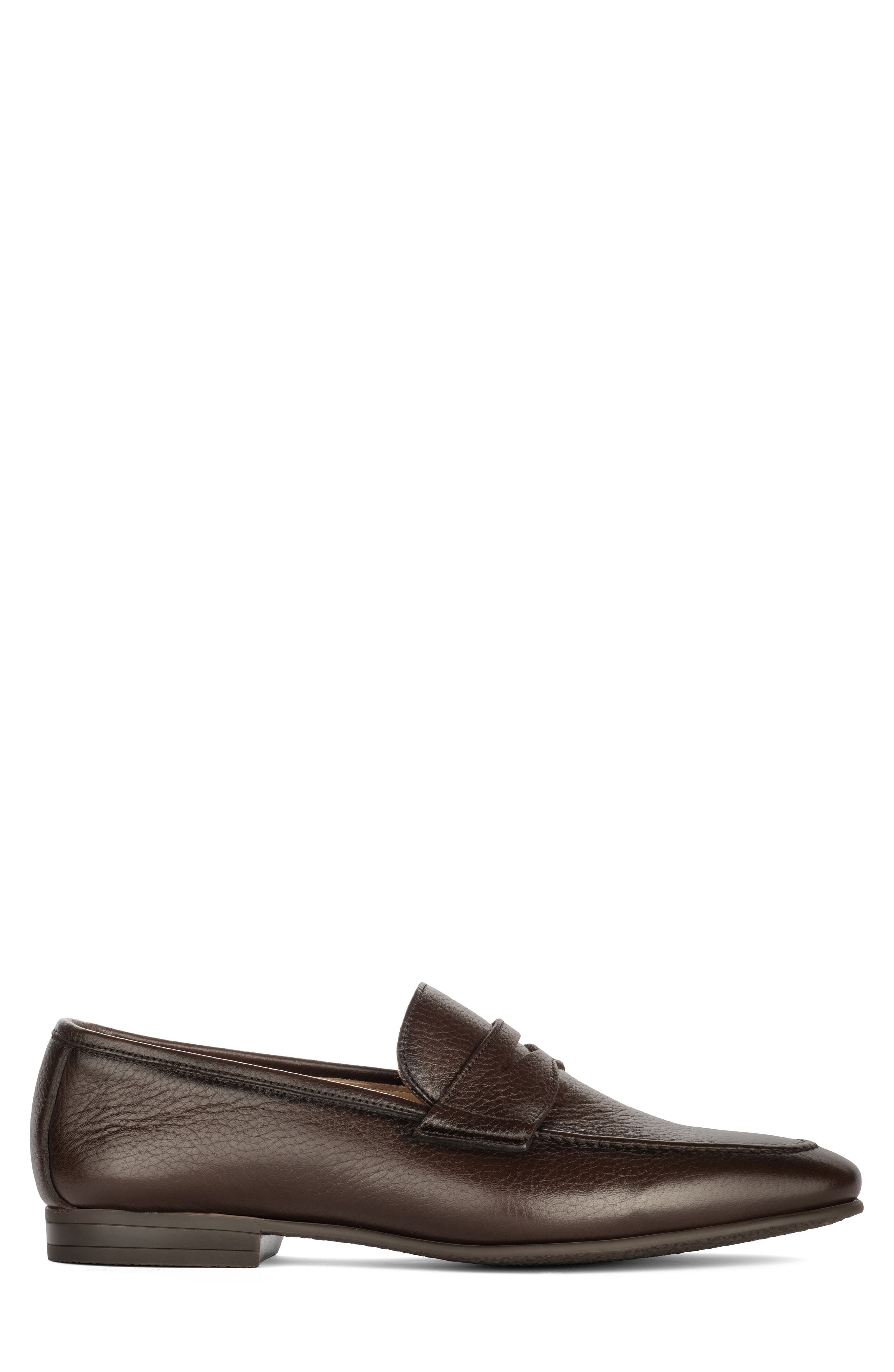 TO BOOT NEW YORK Merritt Pebbled Leather Penny Loafer, Alternate, color, Dark Brown