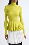 ASHLYN Merritt Merino Wool & Silk Peplum Turtleneck