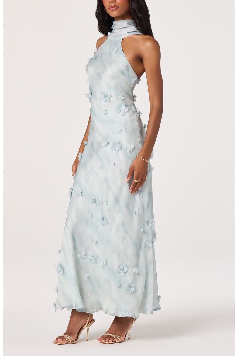 Ashley Floral Appliqué High Neck Slipdress, Alternate, color, SEAFOAM