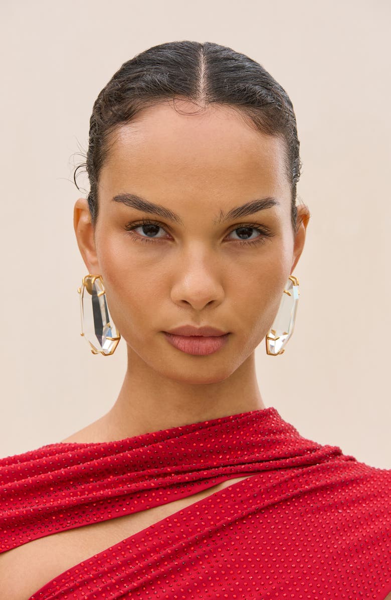 Cult Gaia Elsa Geometric Earrings, Alternate, color, Clear/ Brass