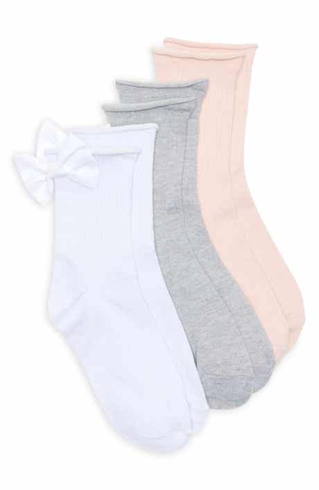 NORDSTROM RACK Assorted 3-Pack Bow Back Glitter Demi Crew Socks