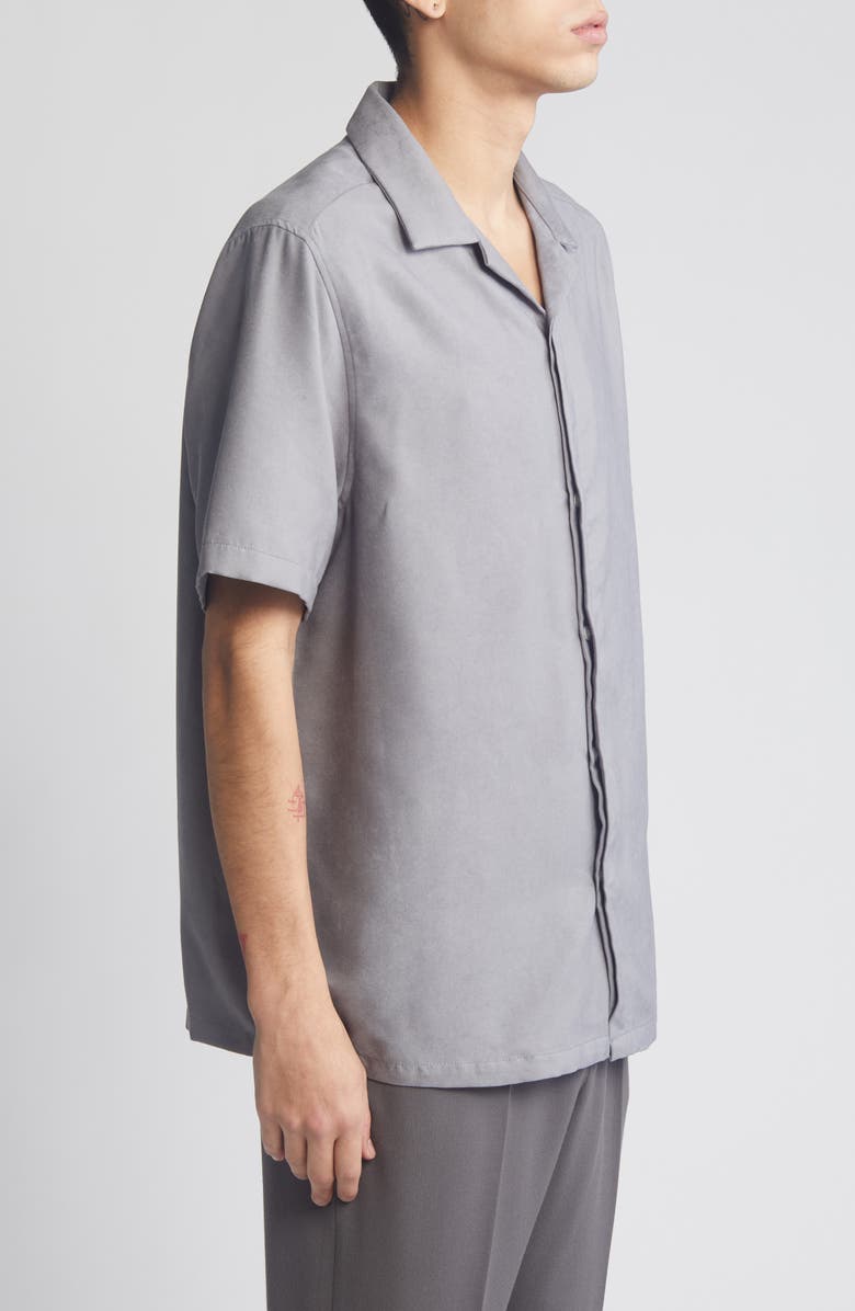 ASOS DESIGN Boxy Suedette Camp Shirt, Alternate, color, 