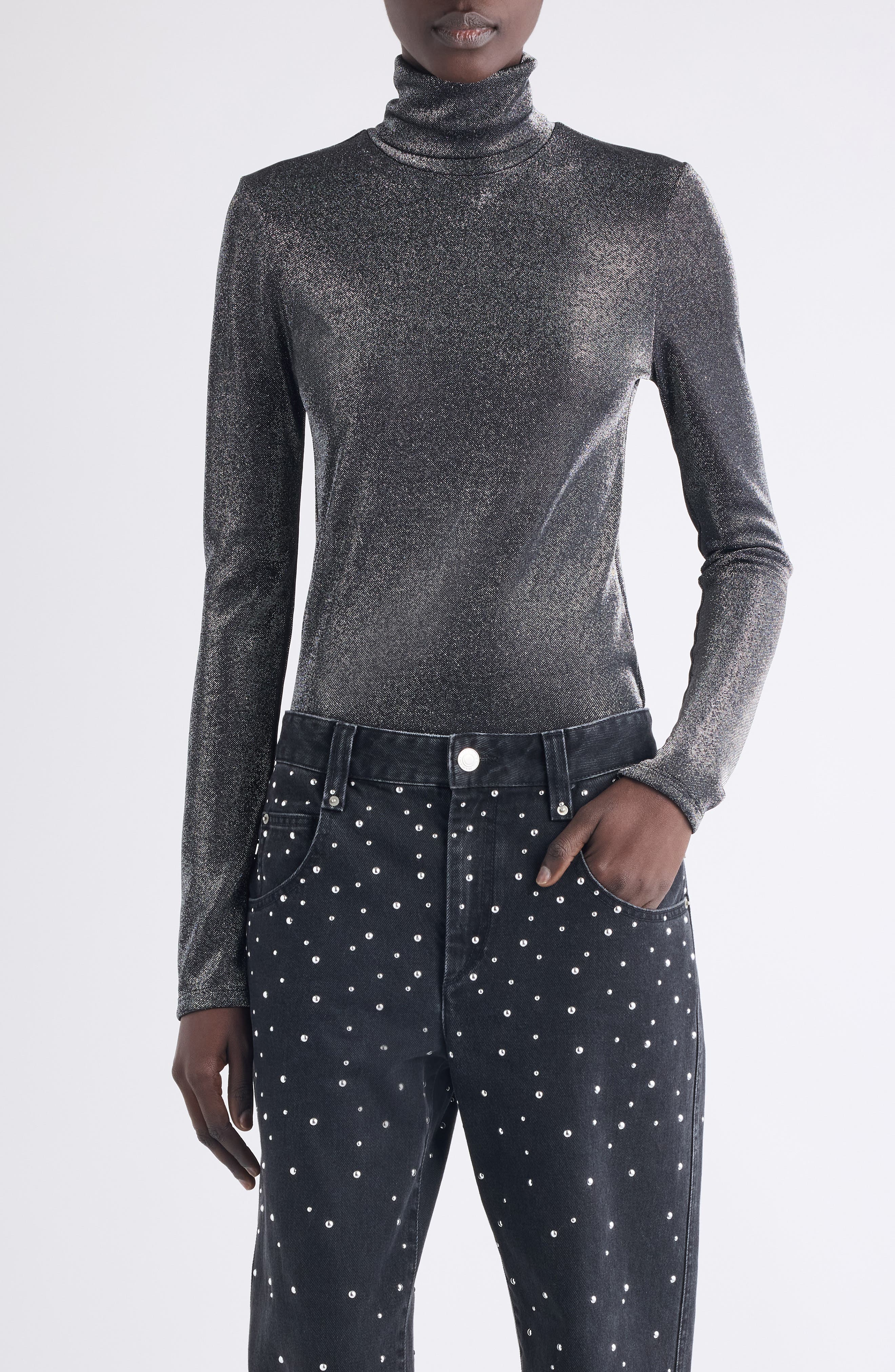 Isabel Marant Étoile Jadia Metallic Turtleneck Top