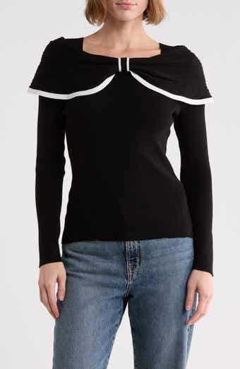 Tipped Bow Collar Sweater