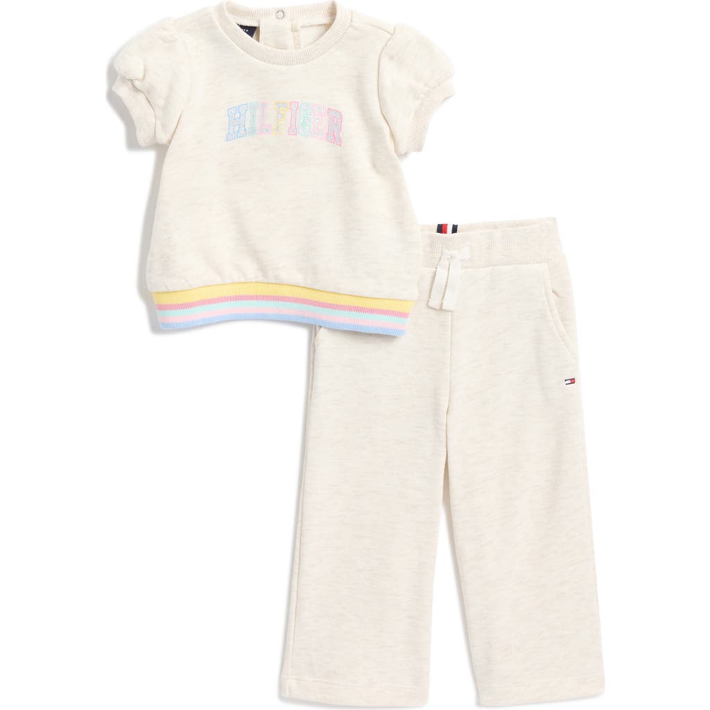 Shop Tommy Hilfiger French Terry T-shirt & Pants Set In Oatmeal