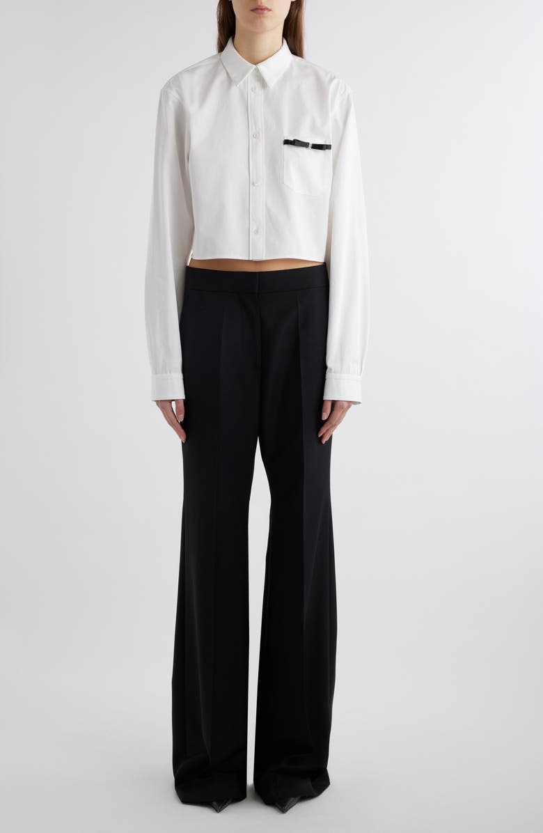 Givenchy Bow Pocket Button-Up Crop Shirt, Alternate, color,