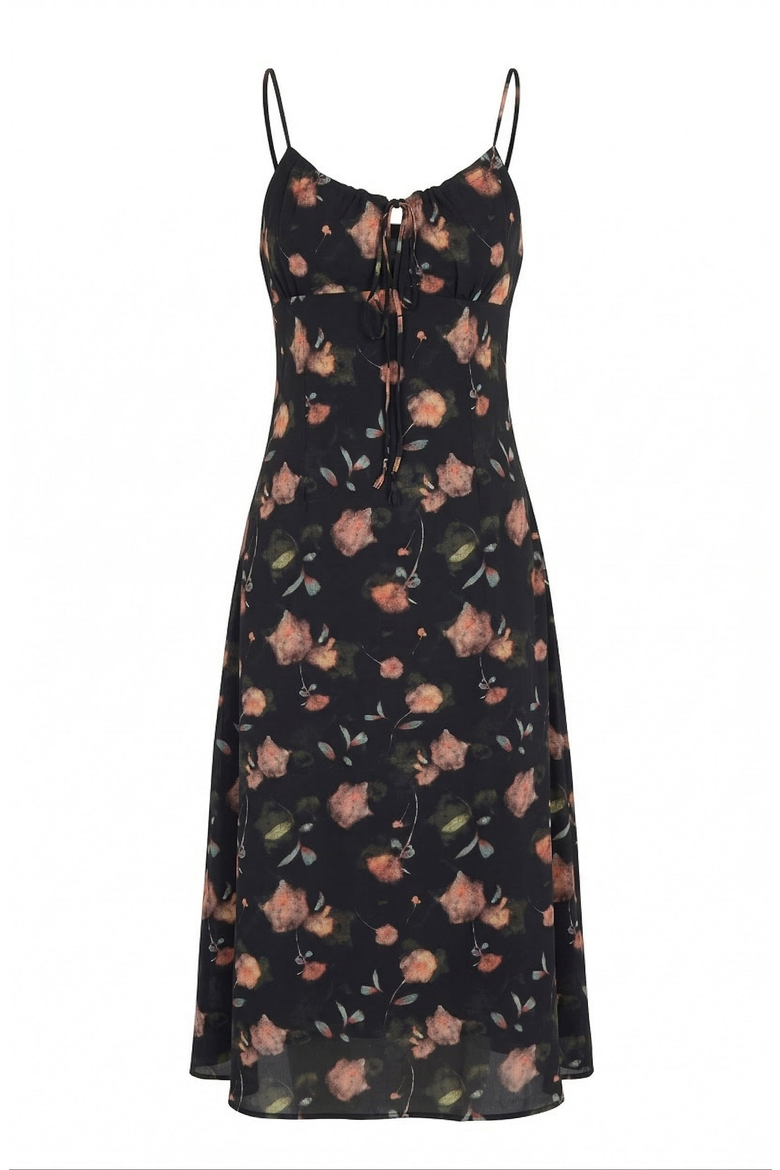 Floral Midi Dress, Alternate, color, Black