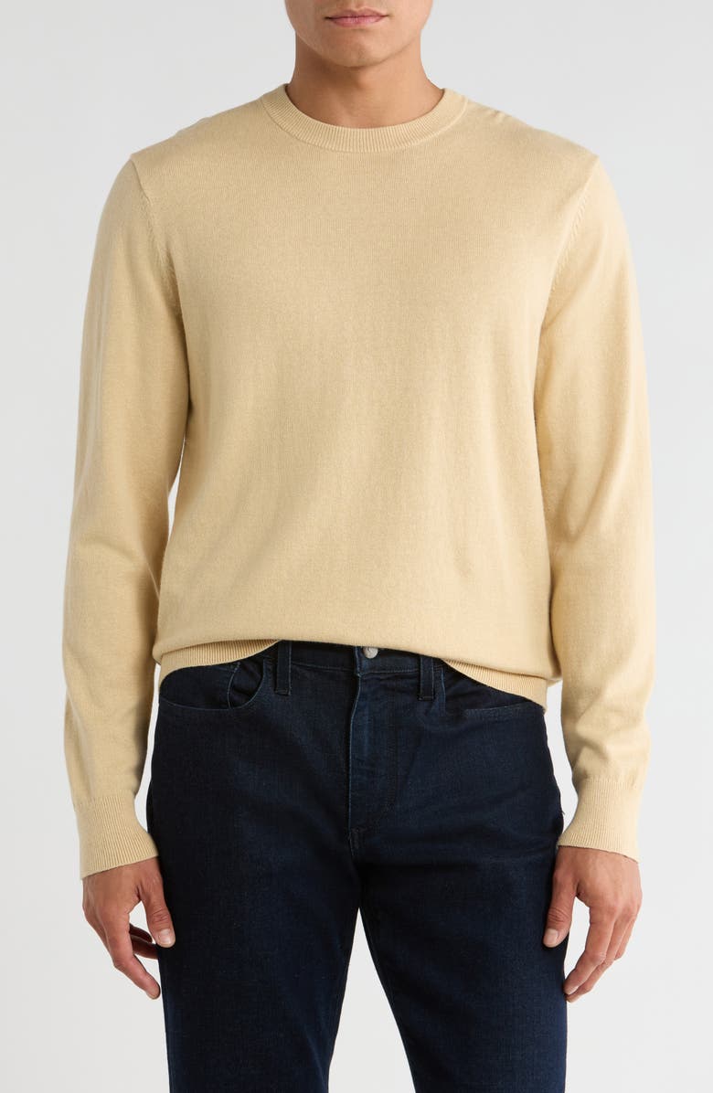 14th & Union Organic Cotton & Cashmere Blend Crewneck Sweater, Main, color, Tan Sand Dollar