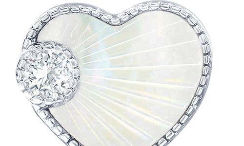 Simona Cubic Zirconia & Mother-of-pearl Heart Stud Earrings In Silver