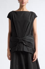 Simone Rocha Boxy Bow Detail Satin Top
