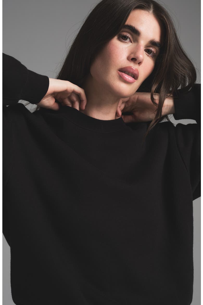 Cotton Fleece Blend Classic Crewneck Sweatshirt, Alternate, color, ONYX