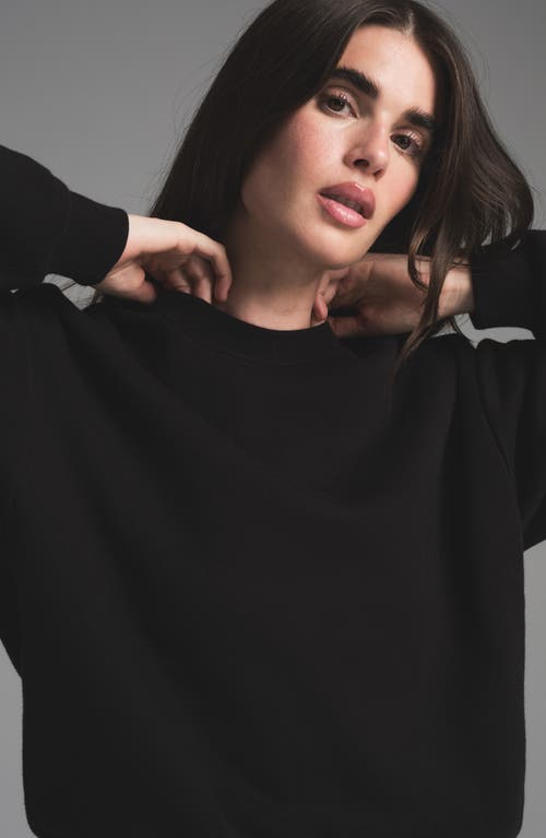Skims Cotton Fleece Classic Crewneck Sweatshirt In Onyx