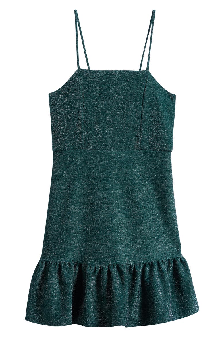 Kids' Metallic Party Dress, Main, color, HUNTER